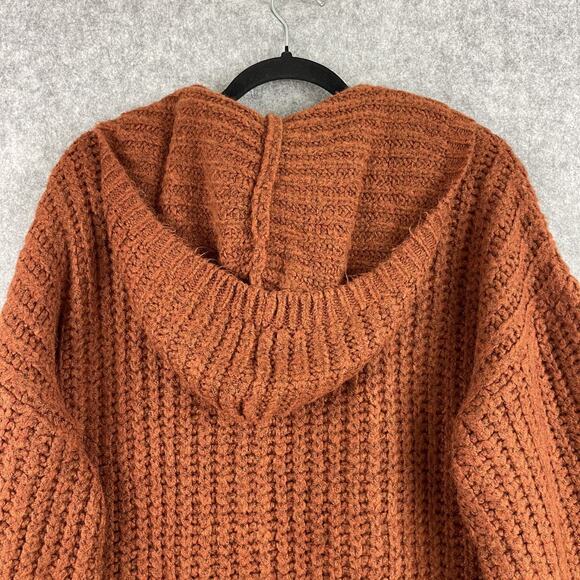Anthropologie Maeve Naomi Sweater Cardigan Womens Large Brown Hooded Chunky Knit - Picture 15 of 16